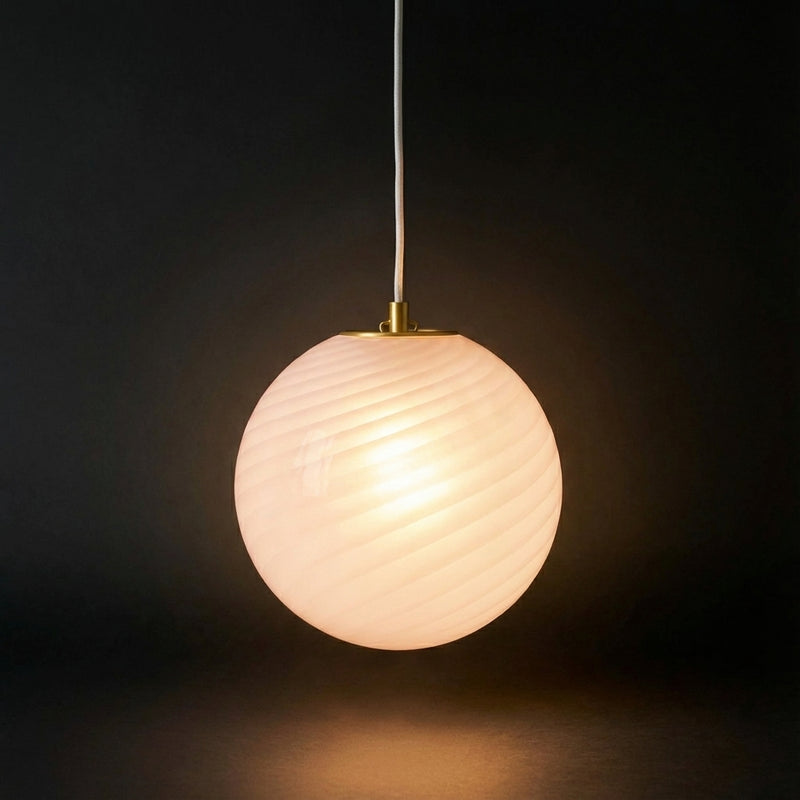 Murano Candy pendant miękki jasnoróżowy swirl Śr:30 cm med lys