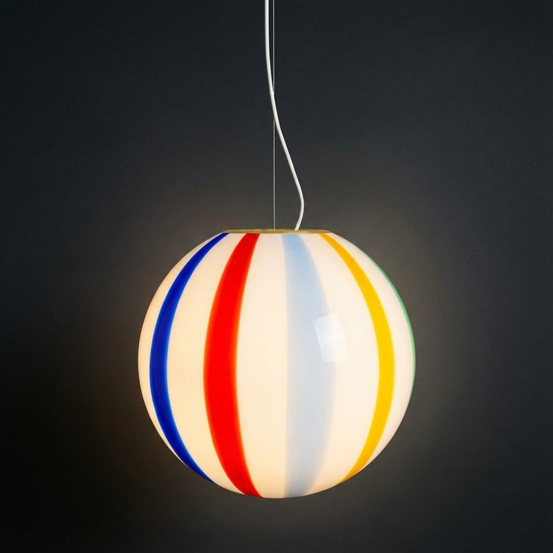 Stor Murano Candy Beach Ball pendel D:40 cm med lys