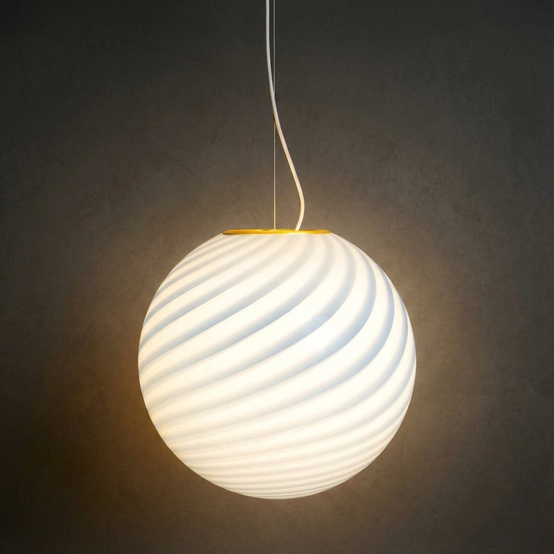 Stor Murano Candy lampa wisząca jasnoniebieski swirl Ø:40 cm med lys