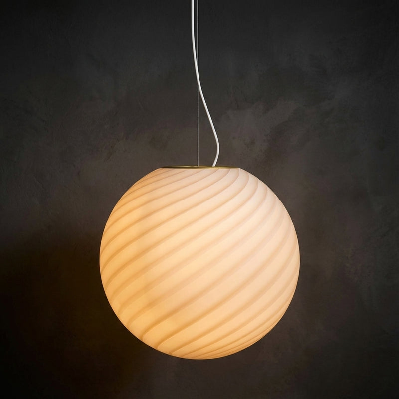 Stor Murano Candy lampa wisząca karmelowo-kremowy wir, Śr. 40 cm med lys